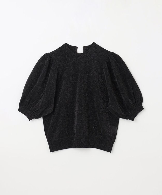 GRACE CONTINENTAL ラメシアーパフニットトップ ブラック
