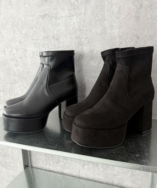 WEGO ストレッチヒールショートブーツ ブラックその他