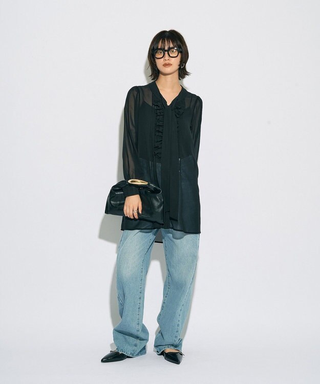 YECCA VECCA 【archive】フリルボウタイブラウス Black