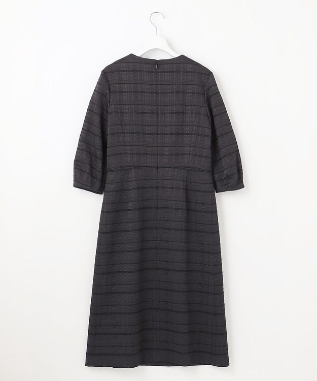 J.PRESS LADIES L SIMMOD ジャカード ボリュームスリーブ ワンピース ダークネイビー系