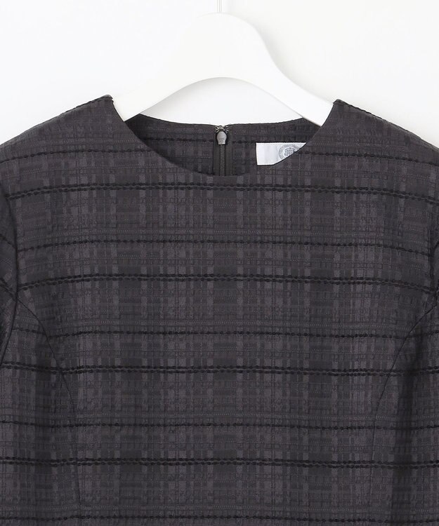 J.PRESS LADIES L SIMMOD ジャカード ボリュームスリーブ ワンピース ダークネイビー系