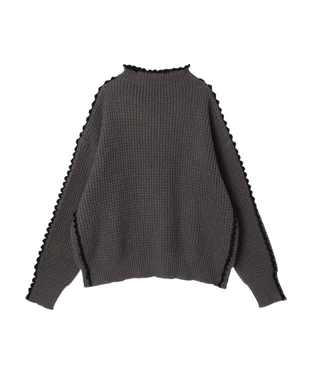 Green Parks ・Ｐｅｔｉｔ　Ｆｌｅｕｒ　ハイショクパイピングニット Charcoal Gray