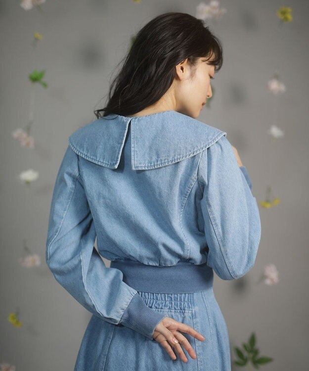 Green Parks ｄａｚｚｌｉｎ　襟付きデニムショートｚｉｐブルゾ Indigo