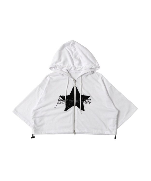 WEGO スターロゴ半袖ジップパーカー ホワイト