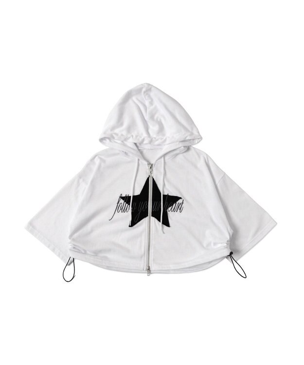 WEGO スターロゴ半袖ジップパーカー ホワイト