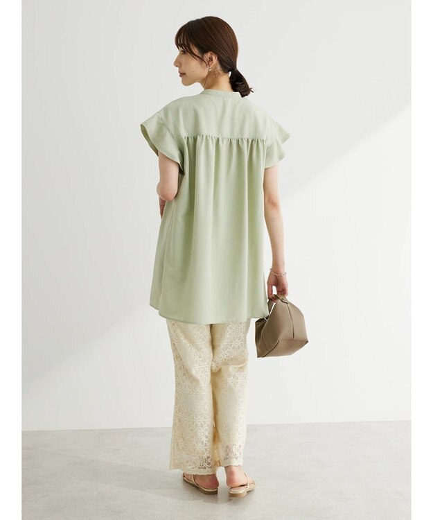 Green Parks 接触冷感　比翼シャツチュニック Light Green