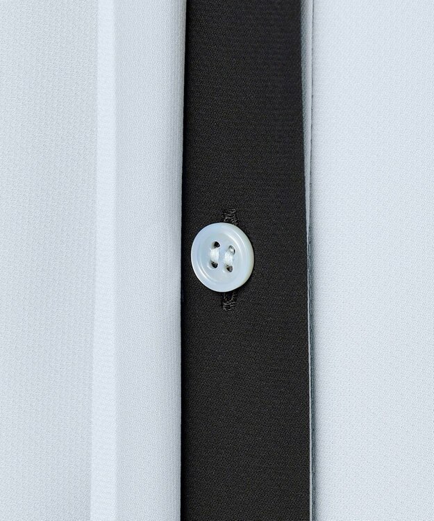 ICB L 【UVケア・速乾・洗える】BackSatinAmunzen バンドカラーブラウス サックスブルー系