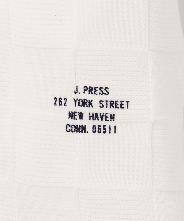 J.PRESS MEN ブロックリンクス クルーネック Tシャツ ホワイト系