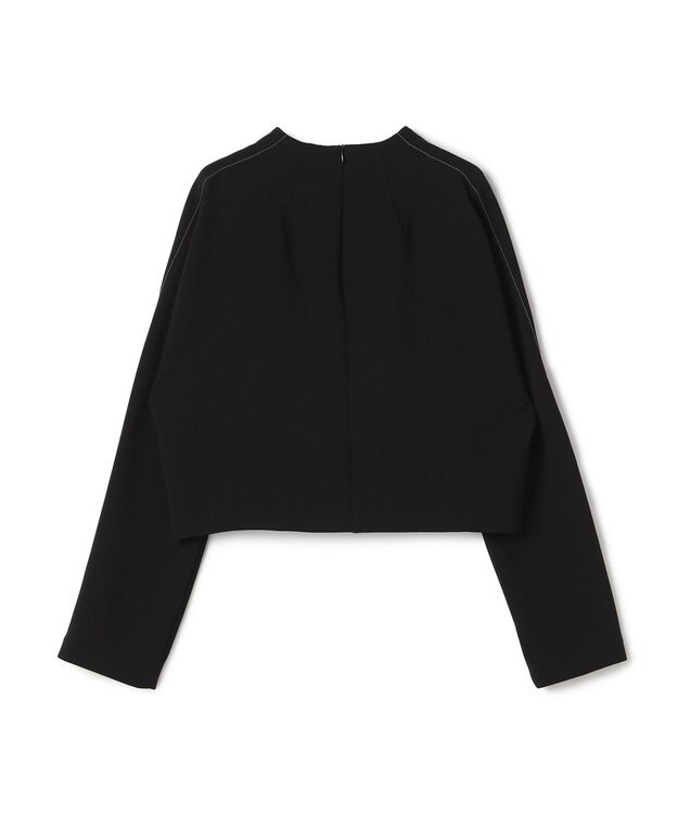 BEIGE， RUE / ドライタッチVネック配色ステッチブラウス Black