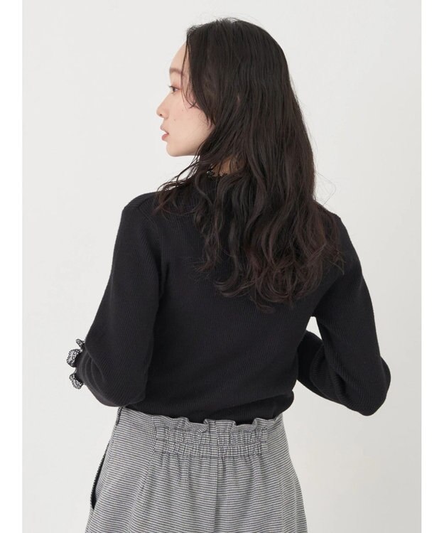 earth music&ecology レースドッキングリブニット Black