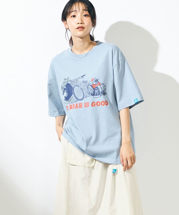 SHARE PARK MENS 【UNISEX】UVカット アートコラボTシャツ〈BEAR〉 サックスブルー