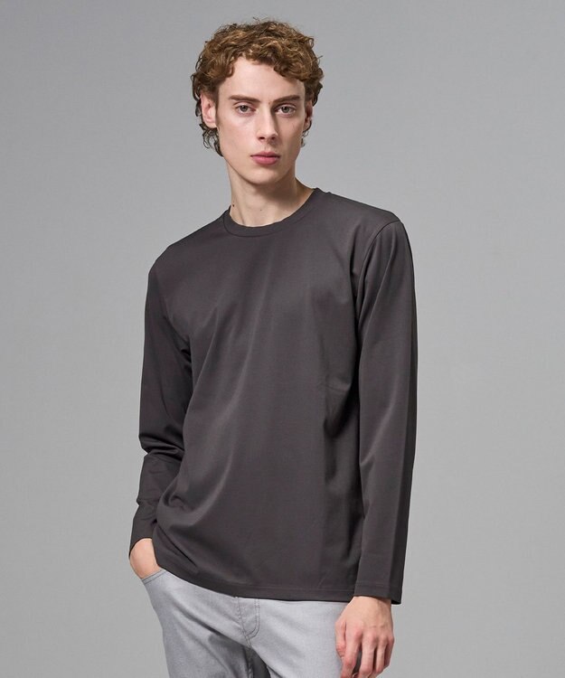 JOSEPH HOMME 新色追加【高機能素材】ハイゲージベアスムース　クルーネック長袖Ｔシャツ グレー系