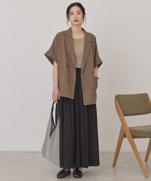 AMERICAN HOLIC 【選べる丈】シアープリーツスカート Black