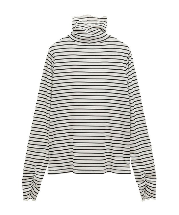 earth music&ecology シャーリングスリーブリブタートルプルオーバー Border