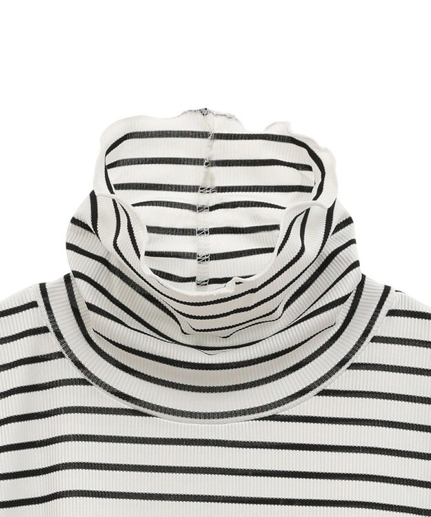 earth music&ecology シャーリングスリーブリブタートルプルオーバー Border