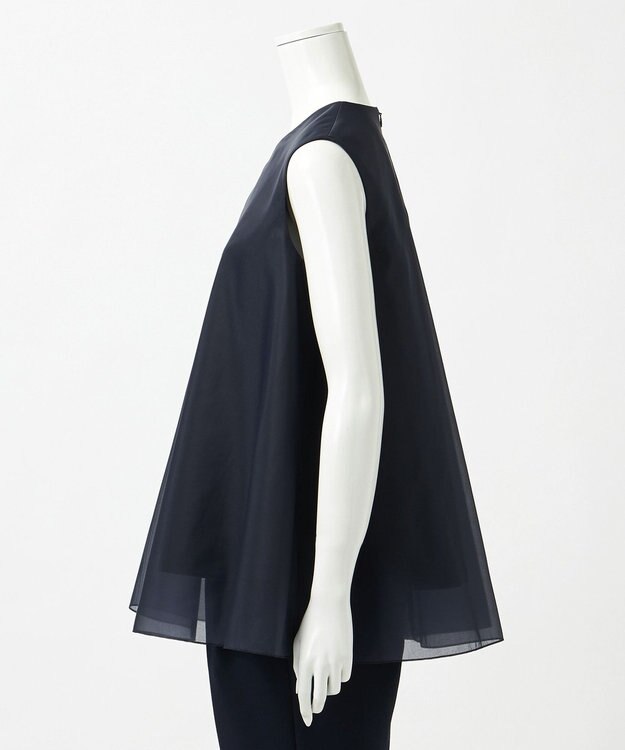 23区 【R(アール)】ライトダブルクロス オーガンジー コンビブラウス ネイビー系