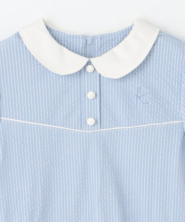 組曲 KIDS 【150-160㎝】サッカーストライプ ワンピース サックスブルー