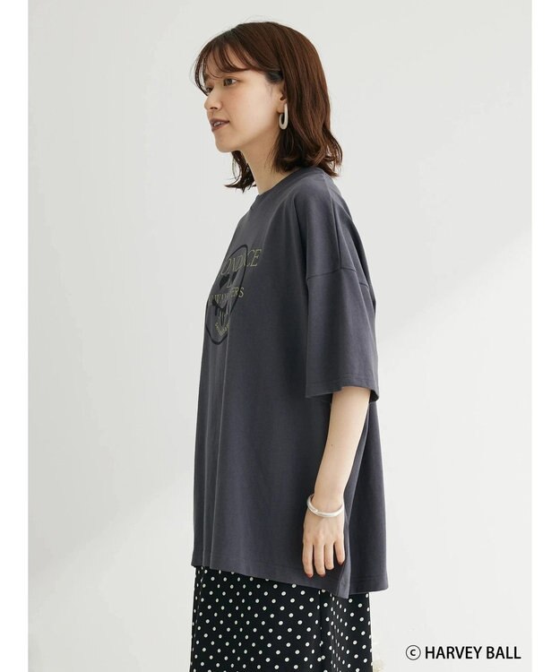 Green Parks Ｓｍｉｌｅｙ　Ｆａｃｅ／スマイル＋ロゴＢｉｇＴシャツ Charcoal Gray