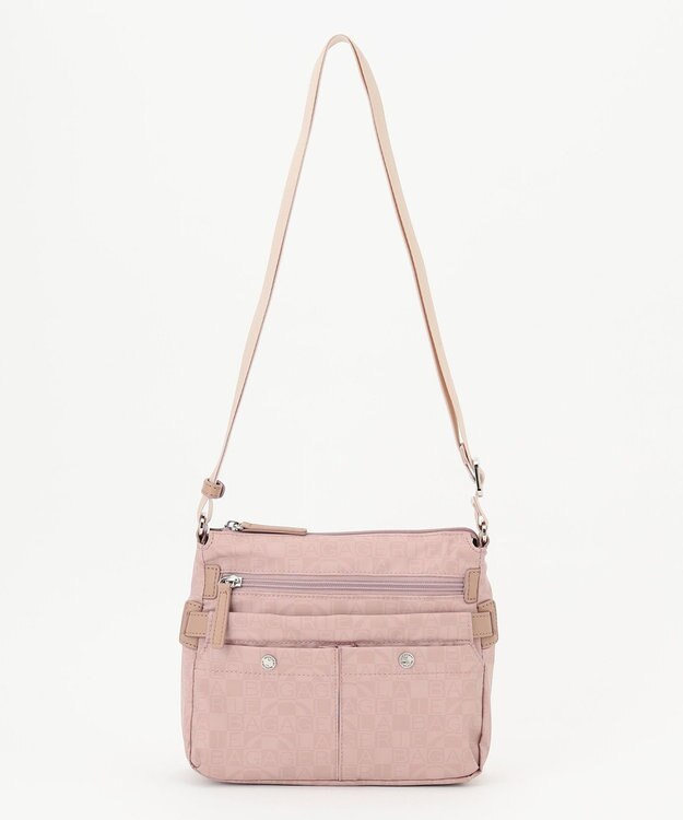 LA BAGAGERIE モノグラム　スクエアナイロンショルダー　SSサイズ ピンク