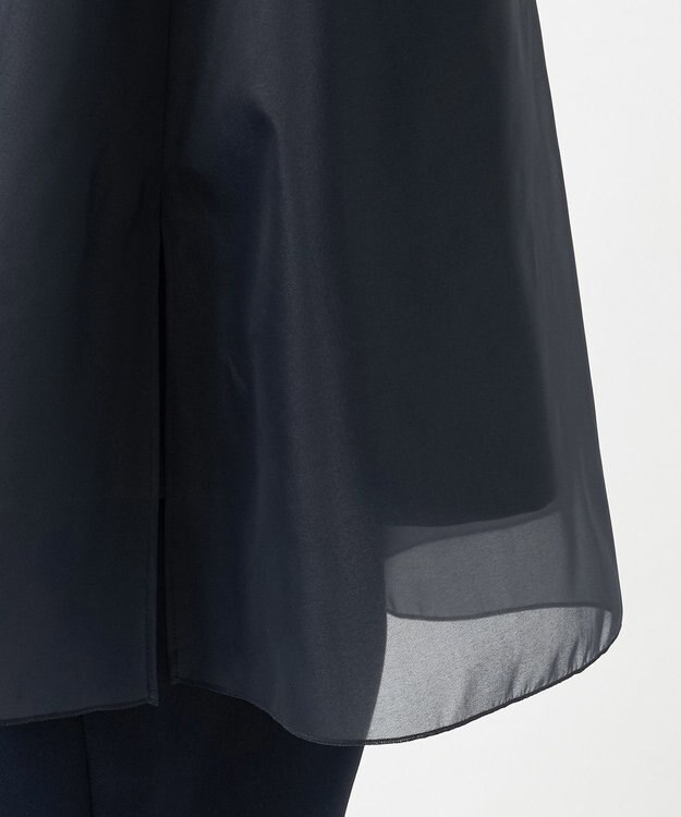 23区 【R(アール)】ライトダブルクロス オーガンジー コンビブラウス ネイビー系