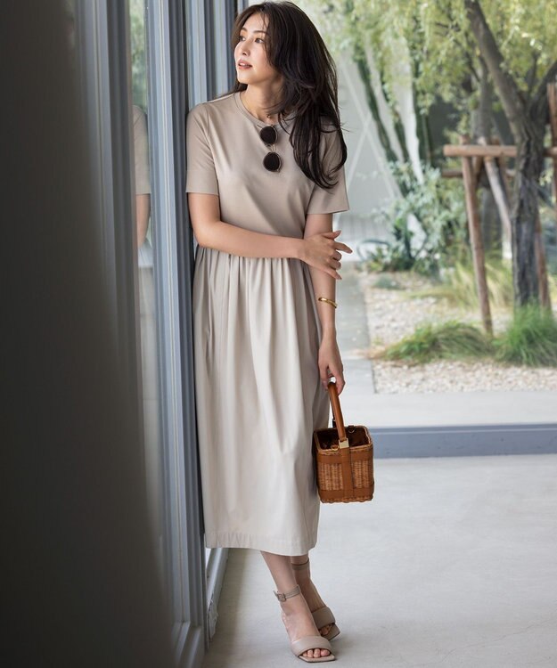 組曲 【WEB限定】コンビネーションコクーンワンピース ベージュ系