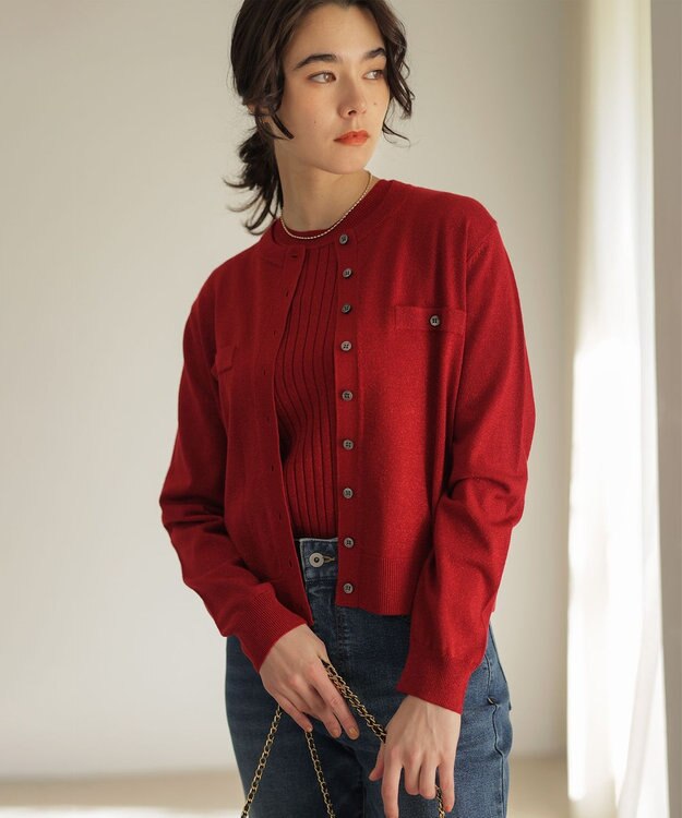 組曲 S 【ご好評につき追加販売 / 新色追加】ラメアンサンブル ニット レッド系