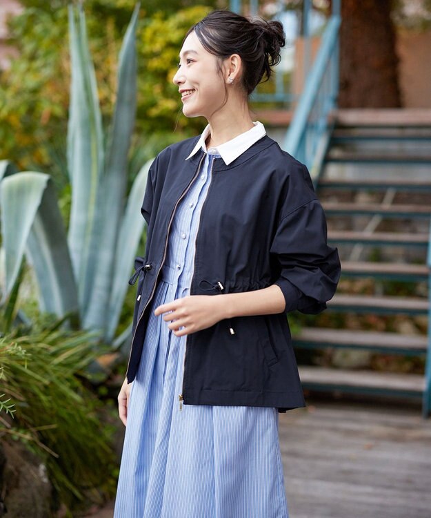 Tiaclasse 【新色追加・洗える】メモリーノーカラードロストブルゾン ネイビー