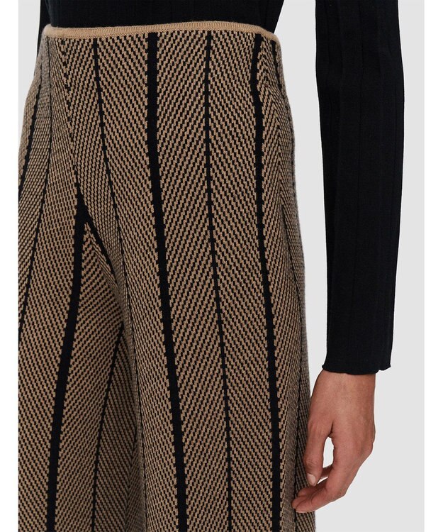 JOSEPH シェブロンジャガード　ニットトラウザーズ Black/Oak