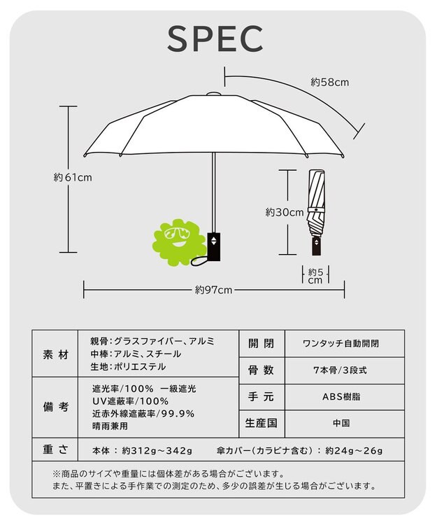 PW CIRCULUS 【UNISEX】UV加工晴雨兼用傘 ゴルフ ブラック系