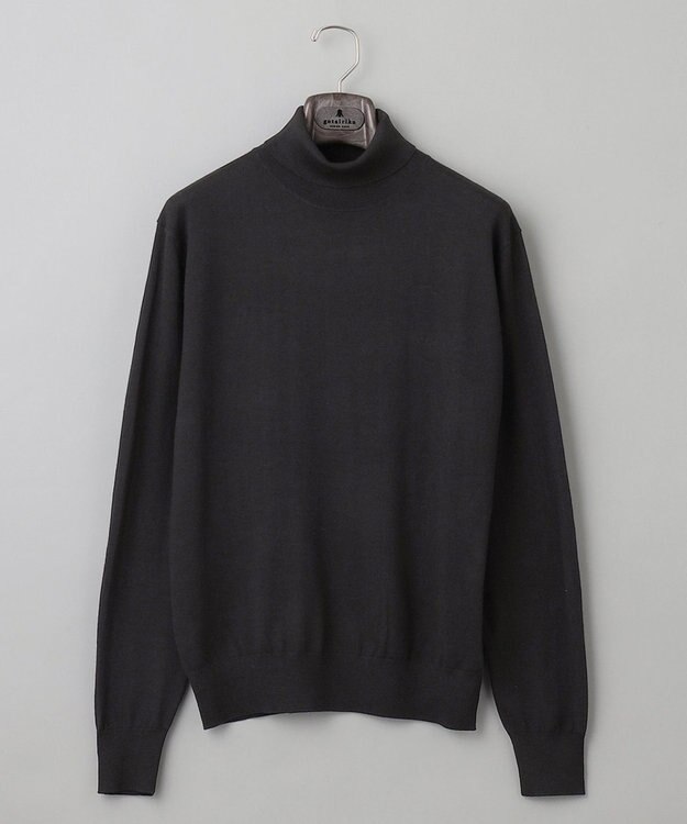 GOTAIRIKU 【家庭洗濯可能】イタリア糸 ハイゲージ タートルニット ブラック系