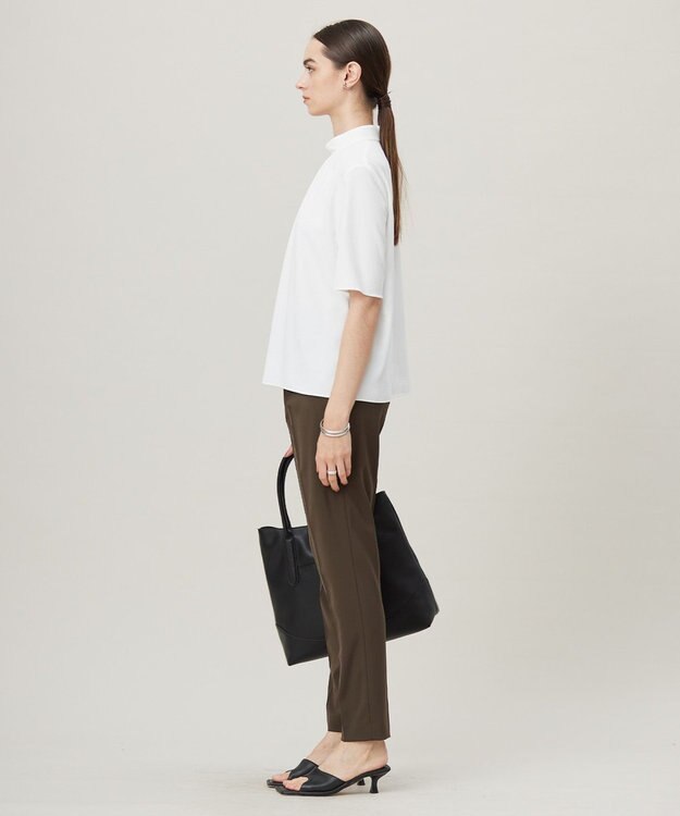 ICB L 【洗える】ストレッチジョーゼット ハイネックブラウス オフホワイト系