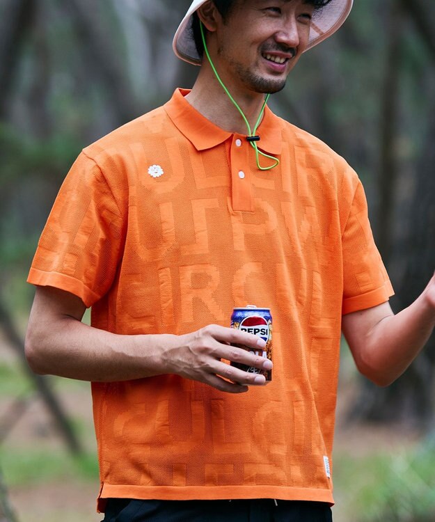 PW CIRCULUS 【手洗い可能】【UNISEX】ニットメッシュポロ ゴルフ オレンジ系