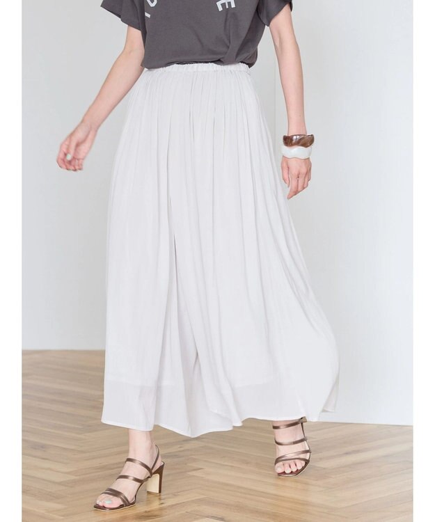 AMERICAN HOLIC エアリーギャザーガウチョパンツ【裏地：接触冷感】 Gray Beige