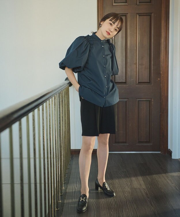 #Newans 【ANSWER for フォトジェニックスタイル】バルーンスリーブブラウス ネイビー系