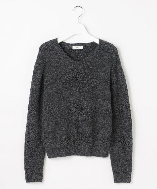 Feroux ニット×ティアードレース スカート グレー系