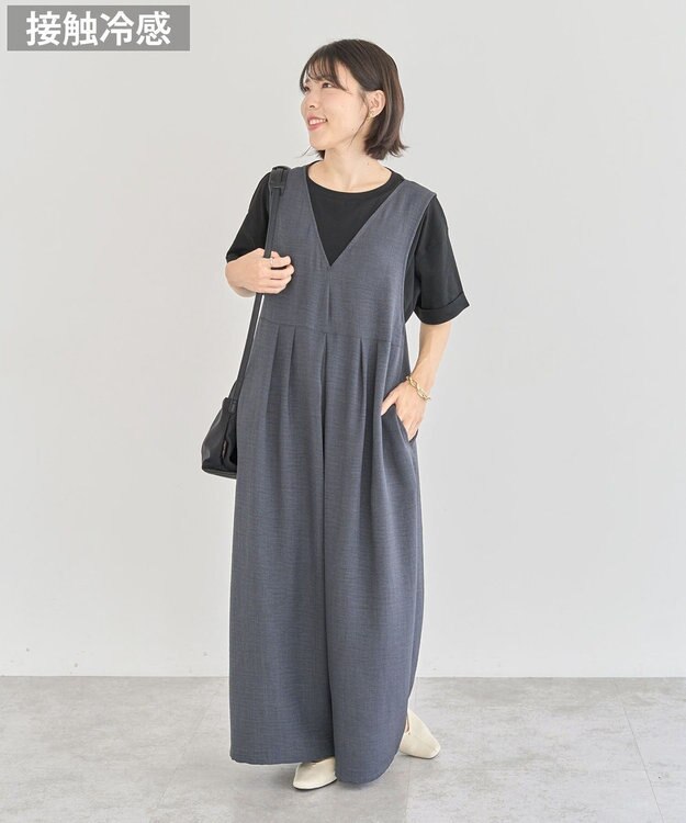 Green Parks 接触冷感麻調ゆったりサロペット