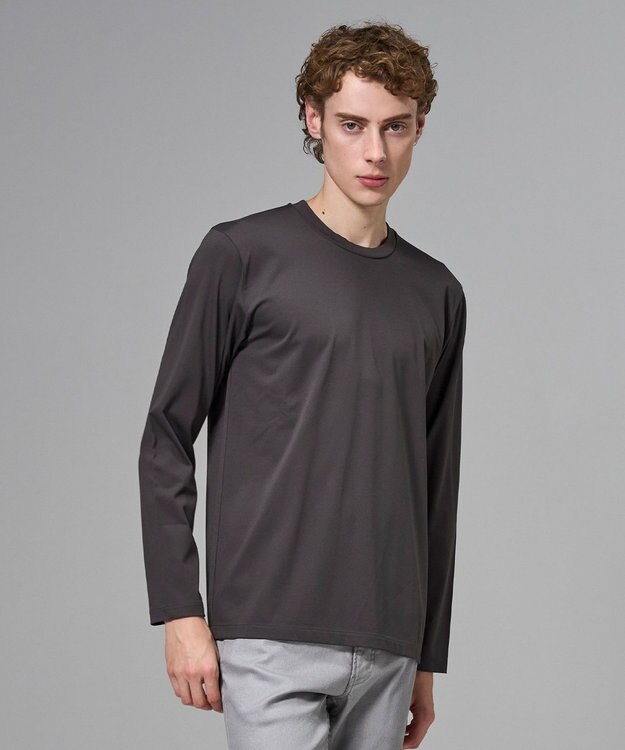 JOSEPH HOMME 新色追加【高機能素材】ハイゲージベアスムース　クルーネック長袖Ｔシャツ グレー系