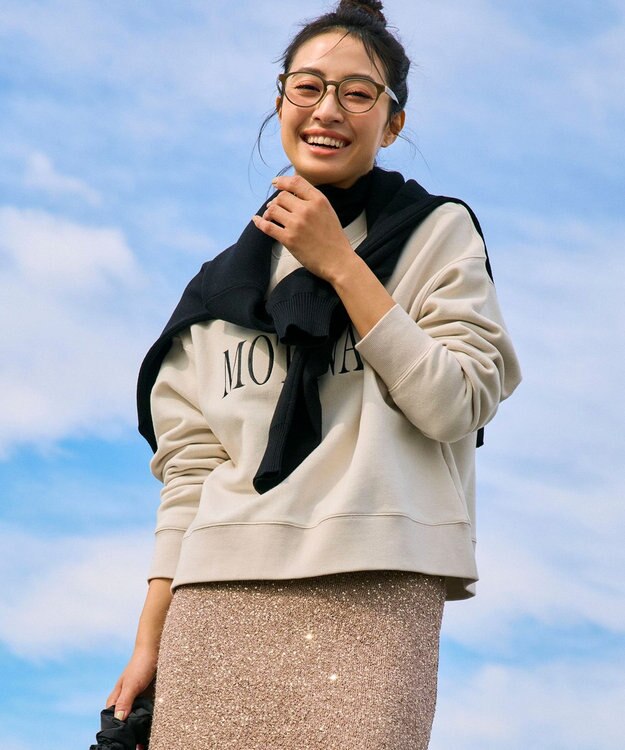 UNFILO ハイストレッチ ロゴスウェット グレージュ×ブラックロゴ