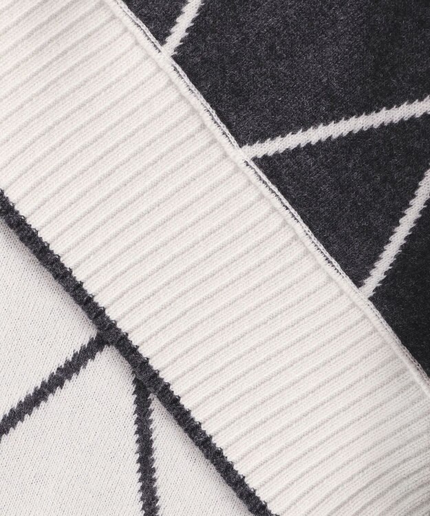 ICB L 【先行予約・洗える】ソフトカシミヤミックス ダイヤ柄ハイネックニット トープ×ブラック系