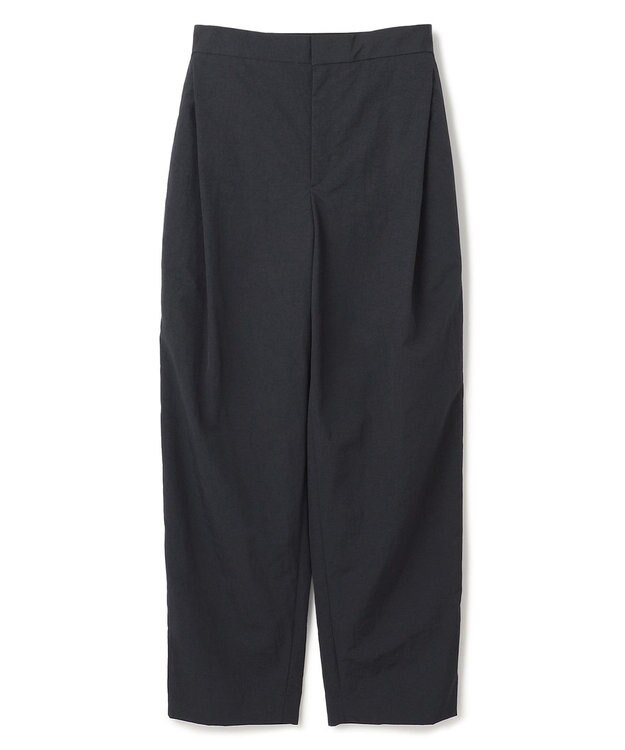 BEIGE， 【洗える】CROCUS / カービーシルエットタックパンツ Black