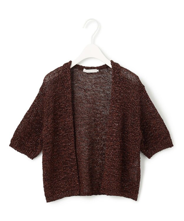 ICB L ルレックスペーパーテープ カーディガン マルーン系