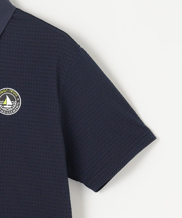 23区GOLF 【MEN/キングサイズ】ポリエステルサッカー 半袖ポロシャツ ネイビー系