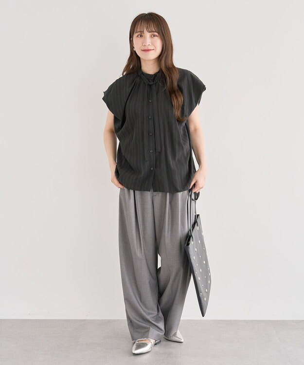 Green Parks ・ＥＬＥＮＣＡＲＥ　ＤＵＥ　ボウタイフレンチブラウス Black