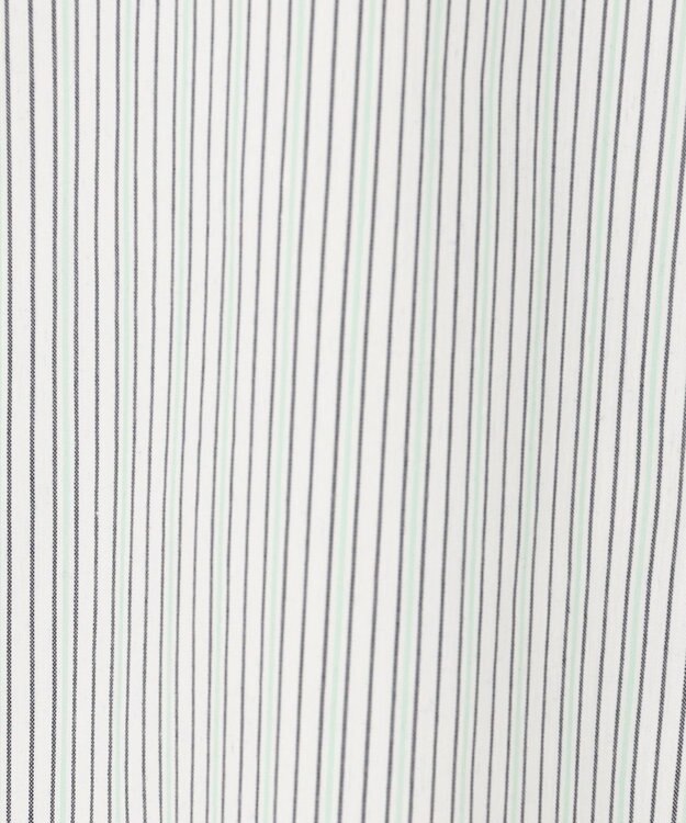 J.PRESS LADIES 【洗える】BEZコットンナイロン ストライプ シャツカラー ブラウス グリーン×ネイビーストライプ系1