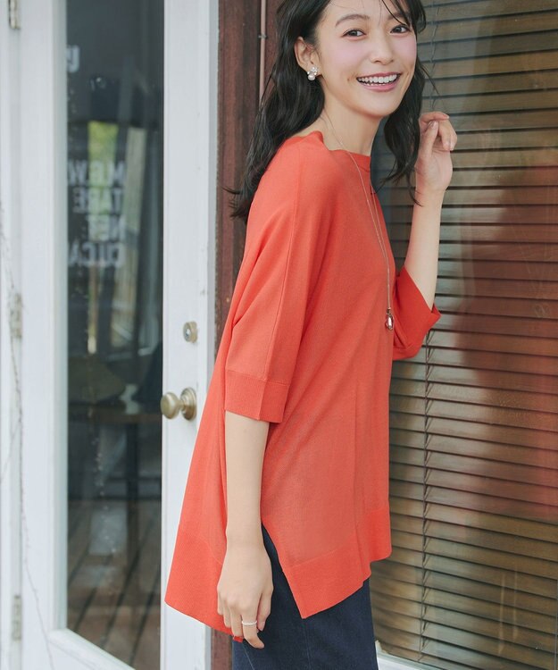 Tiaclasse 【新色追加】サラサラUVシアーニットドルマントップス オレンジ