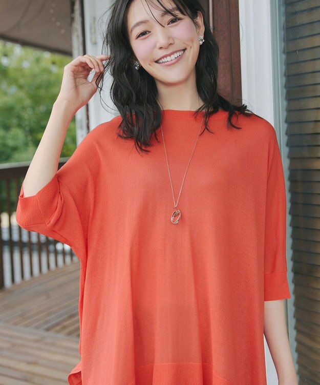 Tiaclasse 【新色追加】サラサラUVシアーニットドルマントップス オレンジ