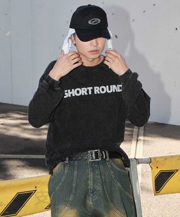 WEGO 【ユニセックス着用ITEM】ケミカルウォッシュグラフィックT（LS） ブラック