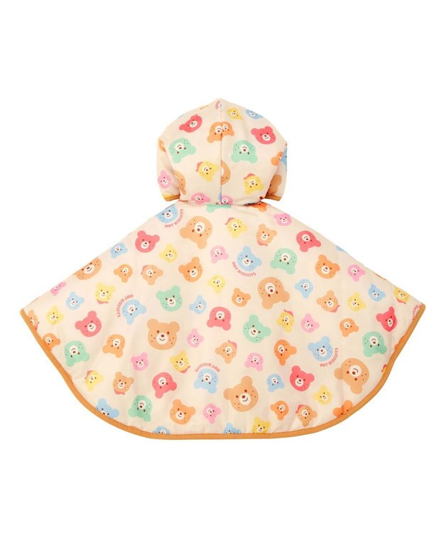 MIKI HOUSE HOT BISCUITS カラフルビーンズ 裏ボアフリース リバーシブル総柄マント マルチカラー