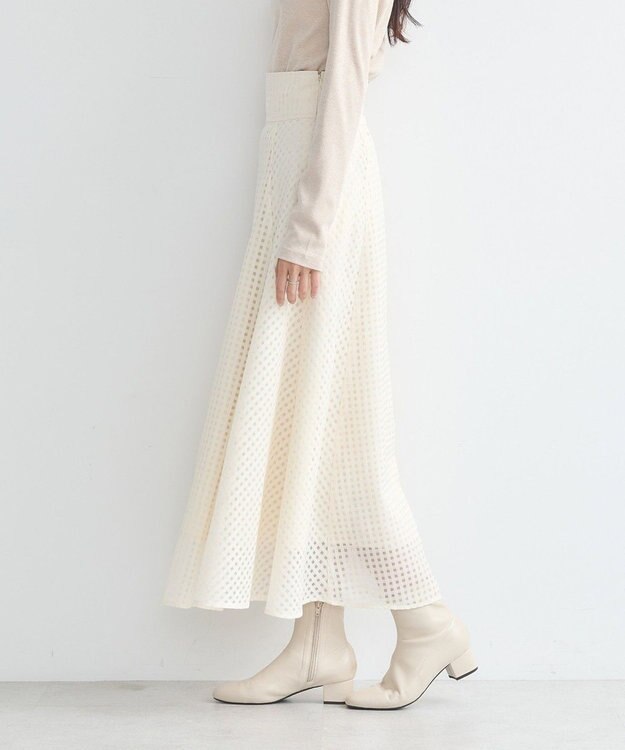 earth music&ecology シアーチェックスカート Ivory