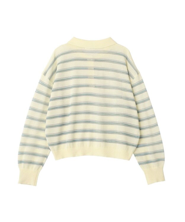 CRAFT STANDARD BOUTIQUE シアーボーダーポロ衿ニットプルオーバー Ivory